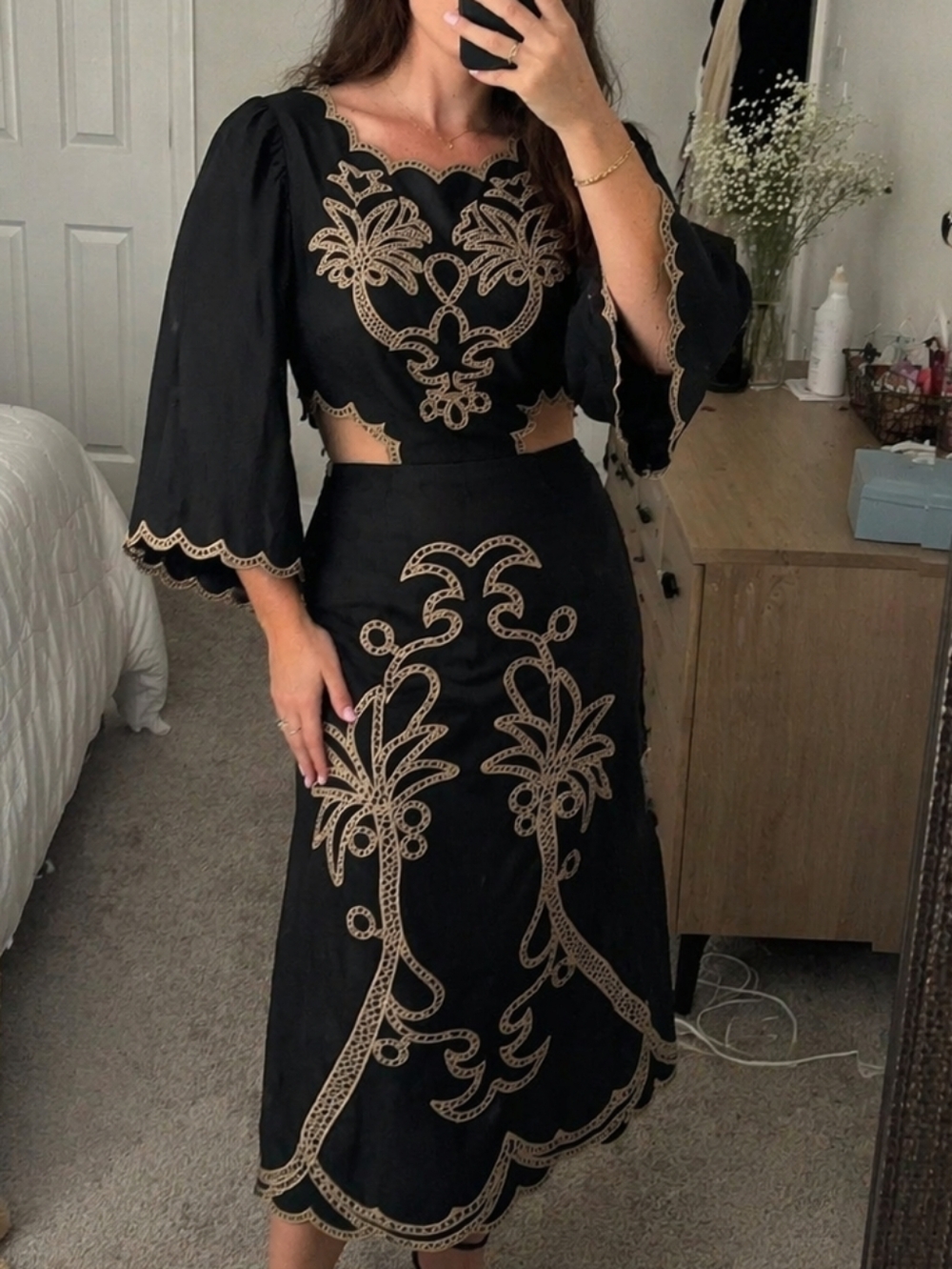 Farm Rio X Embroidered Cutout Midi Dress Resort Statement- SOLD OUT On  Retail